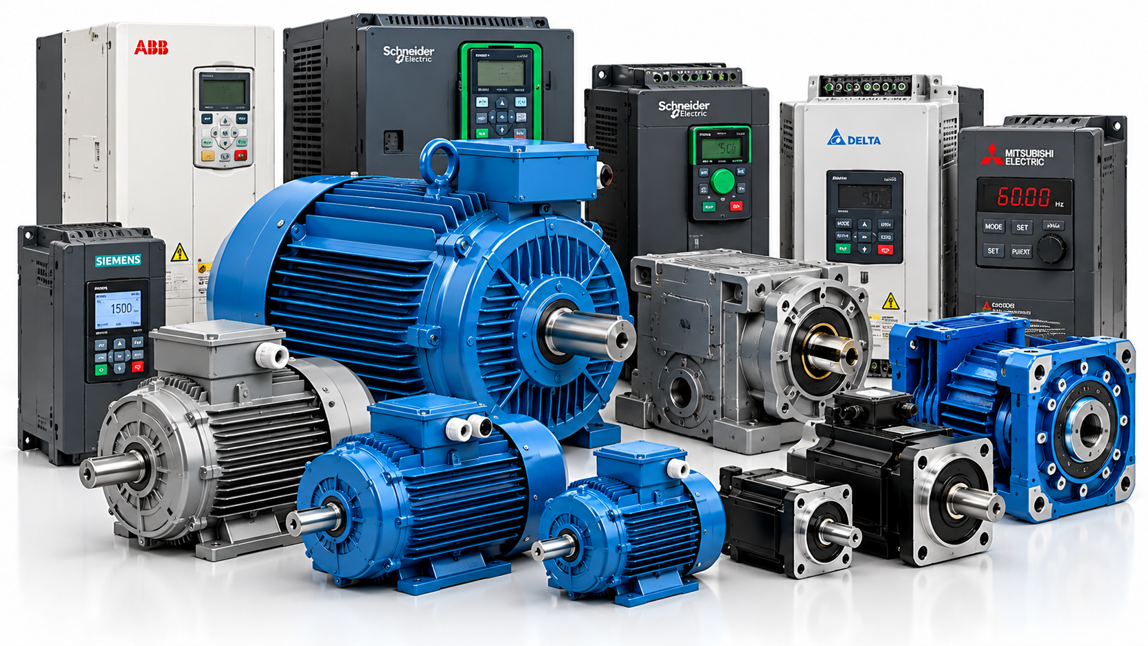 Industrial electric motors, gear motors and variable frequency drives